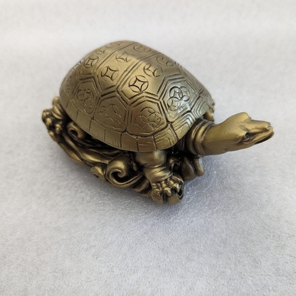 3" Gold Feng Shui Lucky Turtle Statue Figurine Paperweight Gift Home Decor - Picture 3 of 10